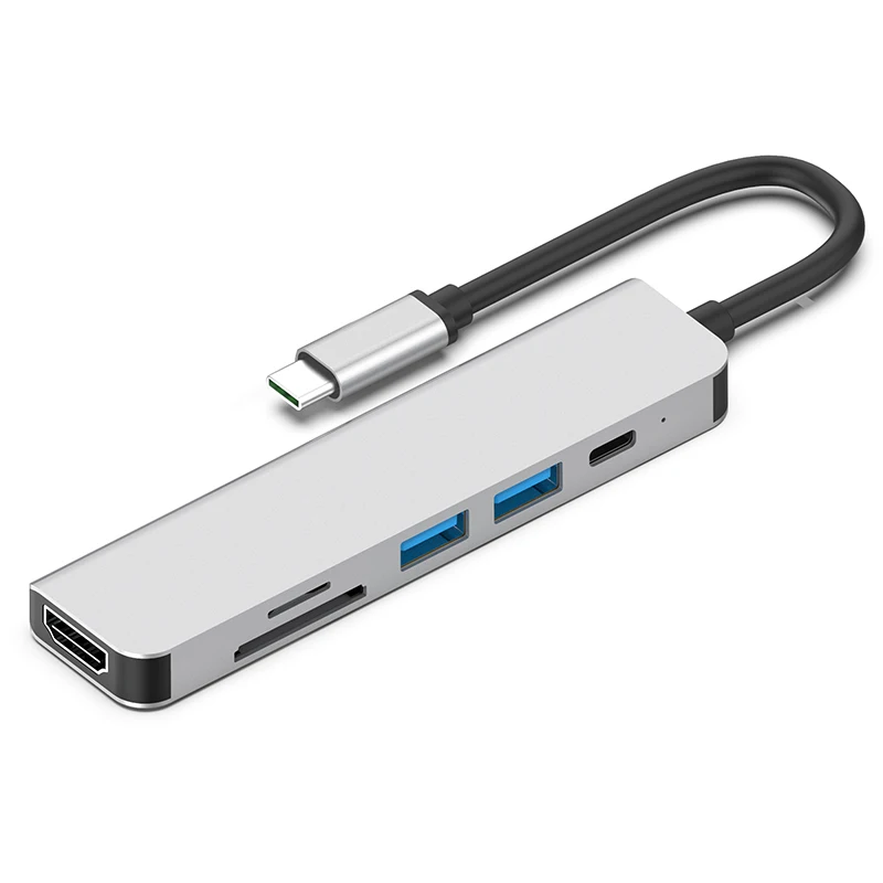 USB C Hub 6 in 1 to HDMI Adapter 4K@30Hz 2 USB3.0 SD/TF Card Reader PD 3.0 for NS Switch Type Laptops | Компьютеры и офис