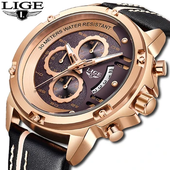 

Relogio LIGE New Mens Watches Top Brand Luxury Waterproof Date Quartz Watch Man Leather Sport Wrist Watches Men Waterproof Clock