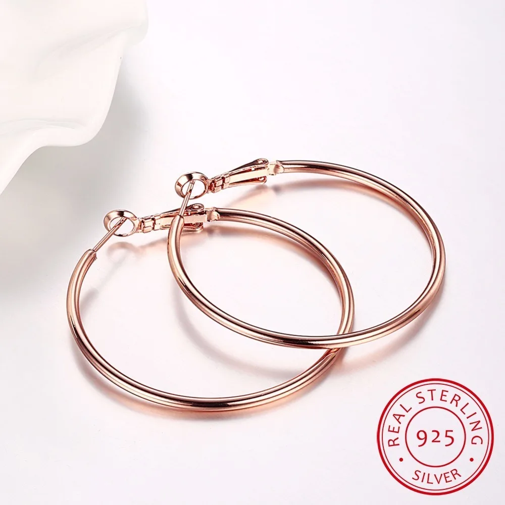 Precio bajo Pendientes de aro redondo para mujer y niña, aretes de argolla criollos con círculo grande, de color amarillo o rosa dorado/plateado, joyería fina NyoABBQla