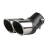 Dual Outlet Car Exhaust Tip Stainless Steel Slant Rolled Edge Auto Muffler Silencer Universal Black+Silver Car Exterior Supplies ► Photo 2/6