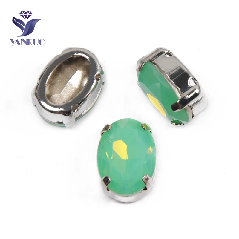 With Silver Claw YANRUO 4120 All Sizes Pacific Opal Oval Fancy Stones Pointed Back Strass K9 Crystal Rhinestones For Needlework And Sewing - Цвет: With Silver Claw