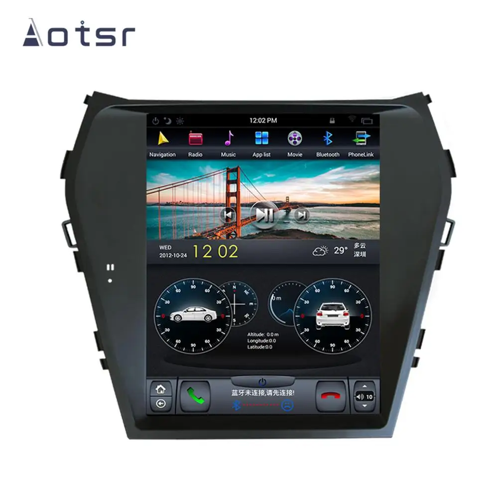 Aotsr Tesla 10," вертикальный экран Android 9,0 автомобильный DVD мультимедийный плеер gps навигация для HYUNDAI IX45 Santa Fe 2013+ carplay
