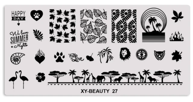 1 Pcs Mixed Design Line Animals Stainless Steel Nail Stamping Plates Rectangular Image Template DIY Manicure Stencils Tools XY-BE 27