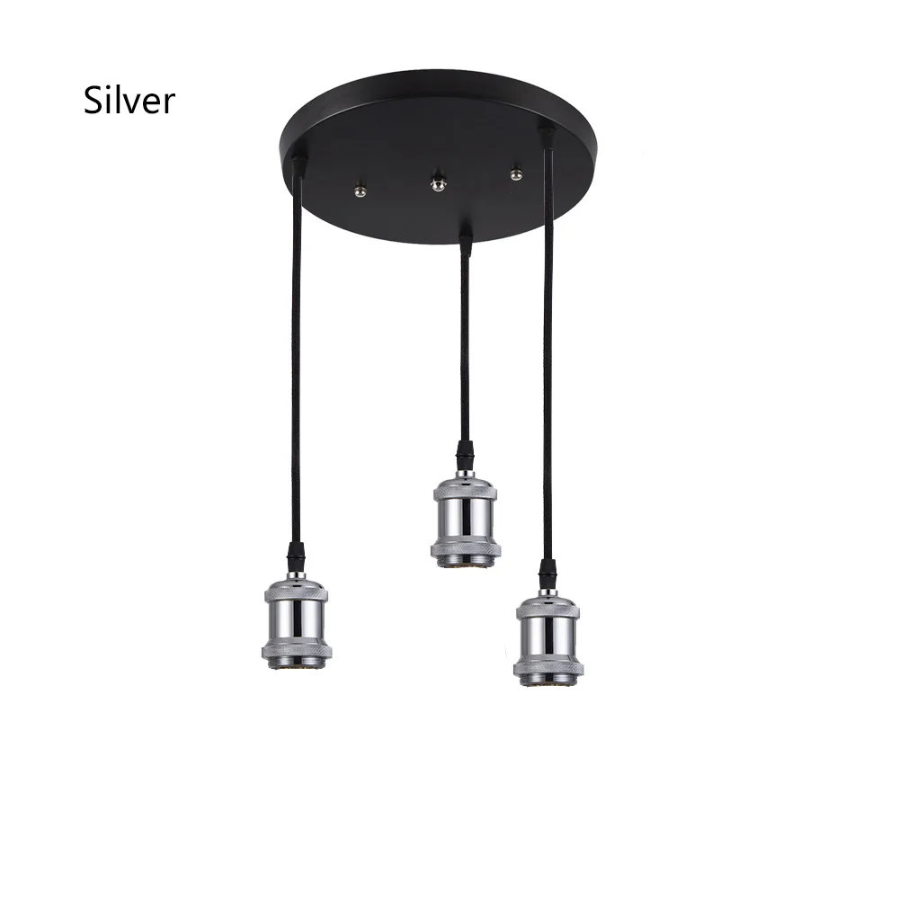 Silver Round Скандинавский американский стиль лофт led подвесные светильники E27 винт подвесные лампы для кухни гостиной столовой спальни ресторана отеля - Цвет корпуса: Silver Round