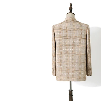 

Runway New Blazer 2020 Viange Notched Collar Plaid Tweed Loose Style Women Blazers And Jackets
