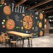 Пользовательские 3D обои мультфильм ручная роспись вкусная пицца фон стены высокого качества водонепроницаемый материал