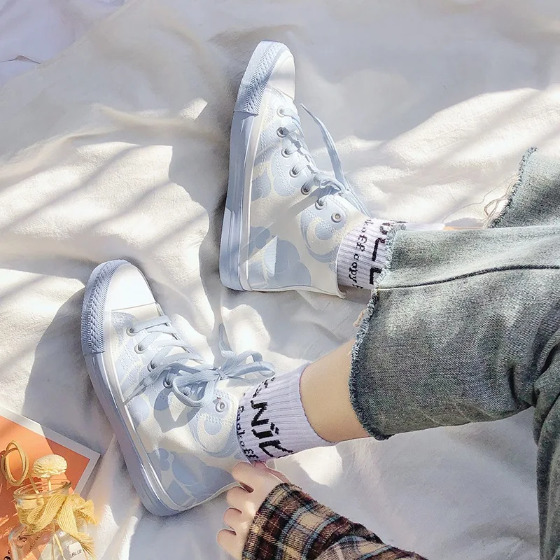 

Canvas Shoes Woman Vulcanize The Shoe High Top Platform Sneakers Women 2020 Autumn Flat Sneakers Woman Casual Shoes For Women 44