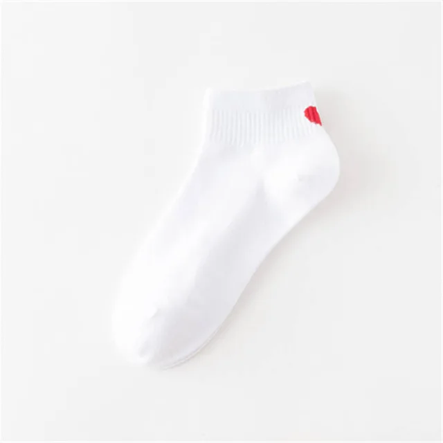 White Heel Ankle Новые модные женские носки-трубы средней высоты на каблуке в стиле Харадзюку; милые женские повседневные носки с принтом в виде красного сердца; Meias; обувь для колледжа - Цвет: White Heel Ankle