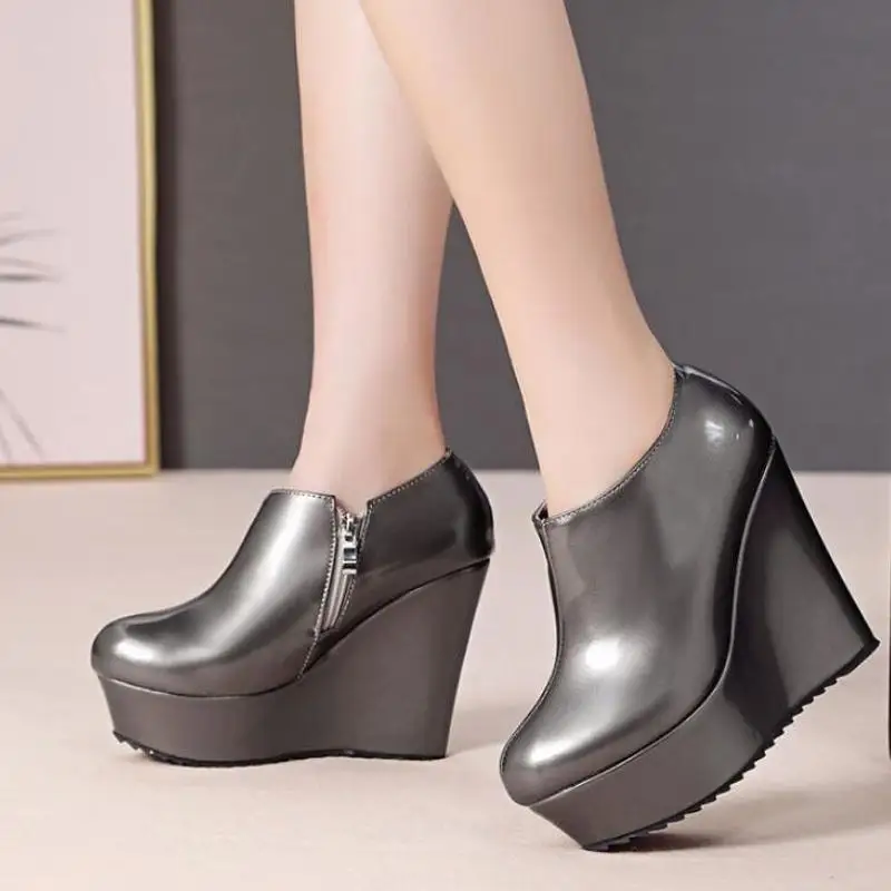 

women ankle boots pumps platform round toe wedges party night club shoes woman chaussure zapatos mujer wxz173
