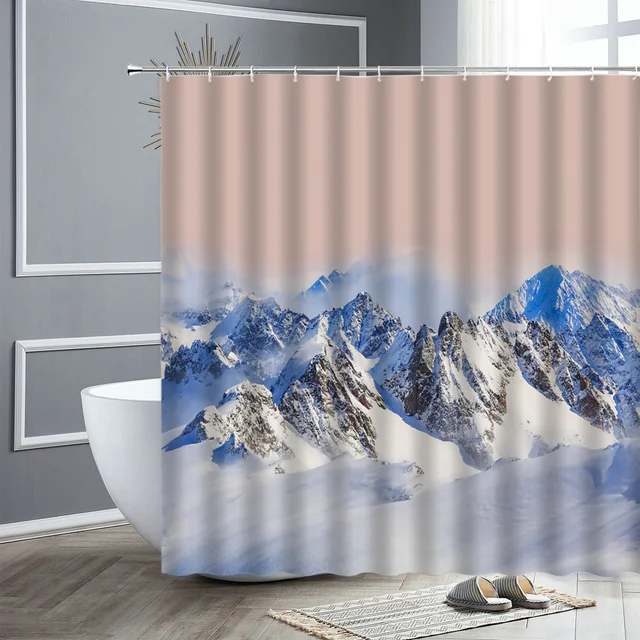 Fantastic Evening Winter Landscape Sunset Snowy Mountain Shower Curtain
