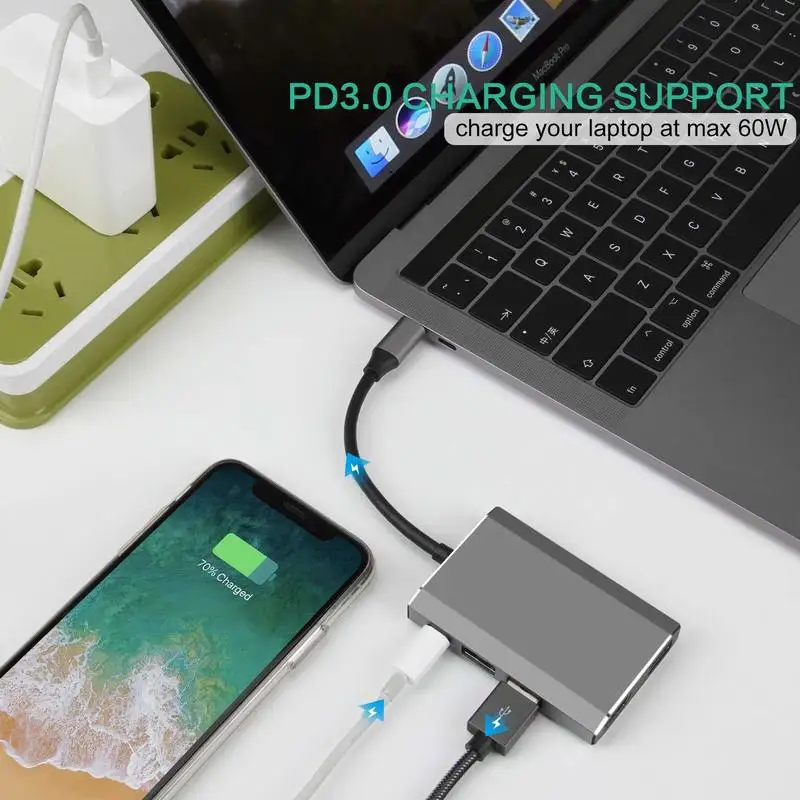 Basix Тип C концентратор к HDMI USB3.0 SD/TF кард-ридер адаптер для MacBook samsung Galaxy S9/S8 huawei P20 Pro type C USB 3,0 концентратор