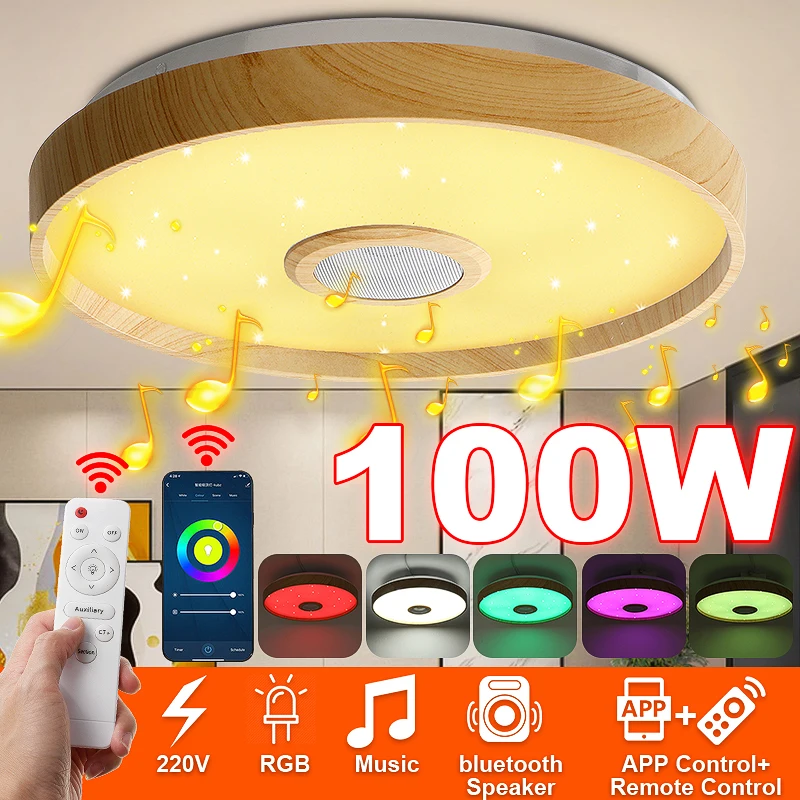 Smart LED Ceiling Light Lamp RGB Bluetooth Music Speaker Dimmable Bedroom 