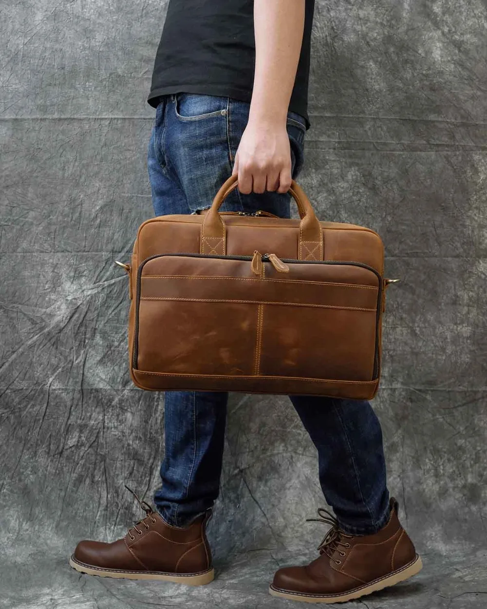 Vintage male laptop handbag Handmade Crossbody bag Genuine Leather Briefcase Bag for man fit for 14 inch PC Business Bag 13 H43df94e9cba54c74a8fb830a1507da6dK