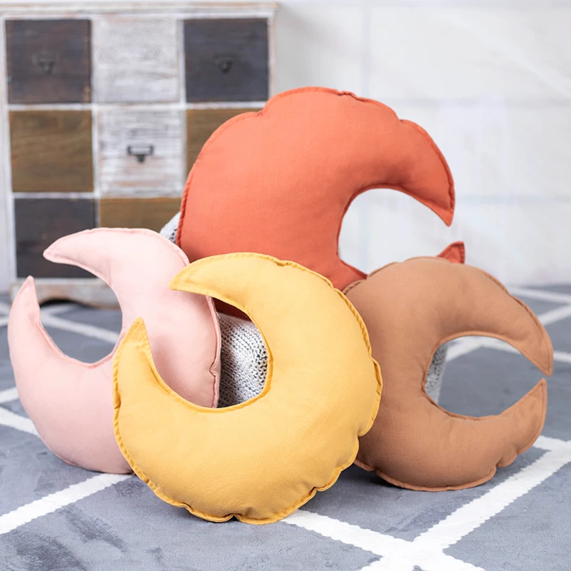 Cojín de almohada blanda Peluche de luna de Color para niños, juguetes de peluche Kawaii para niños, almohada para niños, regalo para niña, decoración para habitación de niña