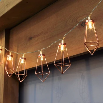 

Led String Lights Rose Gold Diamond Water Drop Light String Wrought Lantern Special Decorative Holiday Holiday Iron String