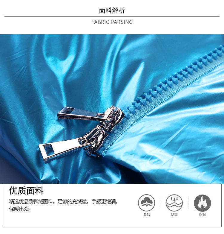 women winter new style down jacket fashionable hooded white duck down clothes thickened coat short style warm shiny coat