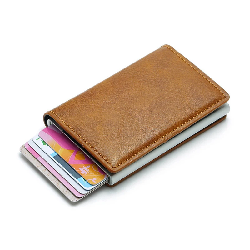 Mini Billetera para hombre con RFID de JL Piel Roma color Marron