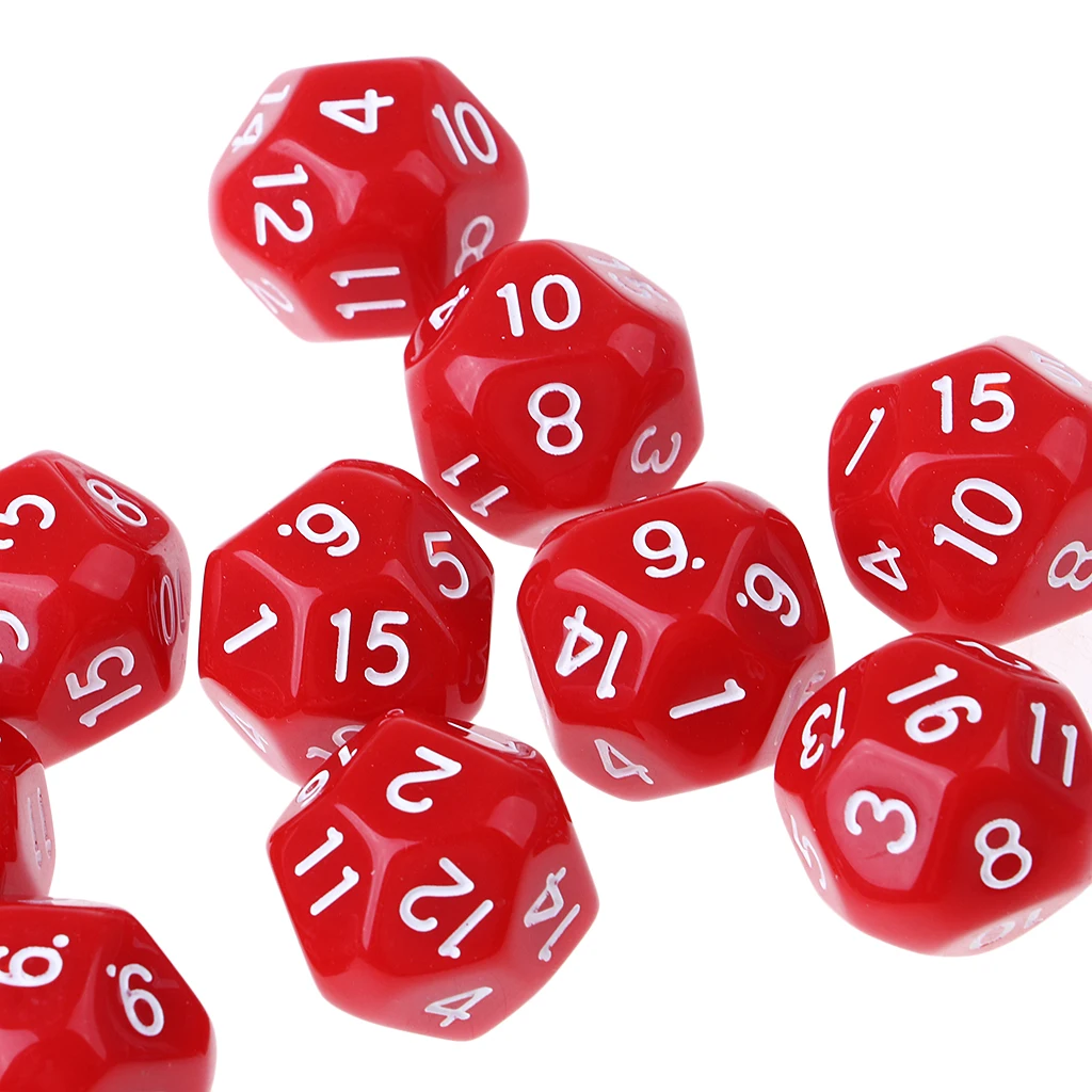 20pcs 16 Sided Dice D16 Acrylic Dices for Role Playing Game Supplies DND Board Game Blue & Red