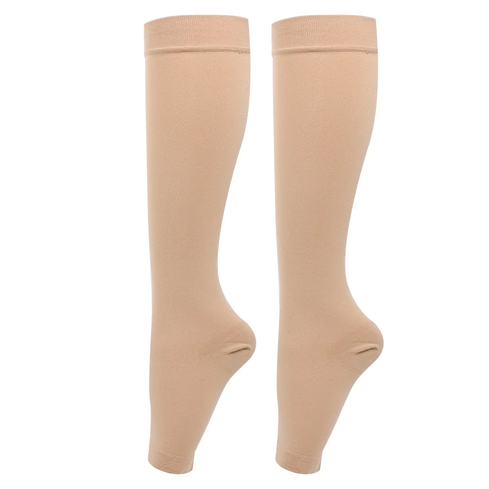 1Pair Medical Compression Socks 20-32mmHg Pressure Level 2 Medical Calf Peep-to Socks Varicose Knee-High Veins Sock Leg Slimming