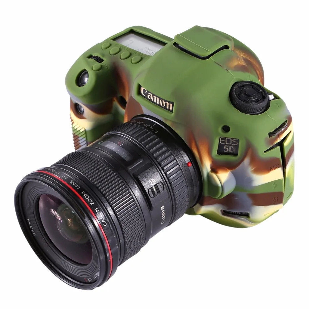 PULUZ чехол для Canon EOS 5D MarkIII/5D3 мягкий силиконовый резиновый защитный чехол для камеры чехол для кожи камуфляжная камера сумка