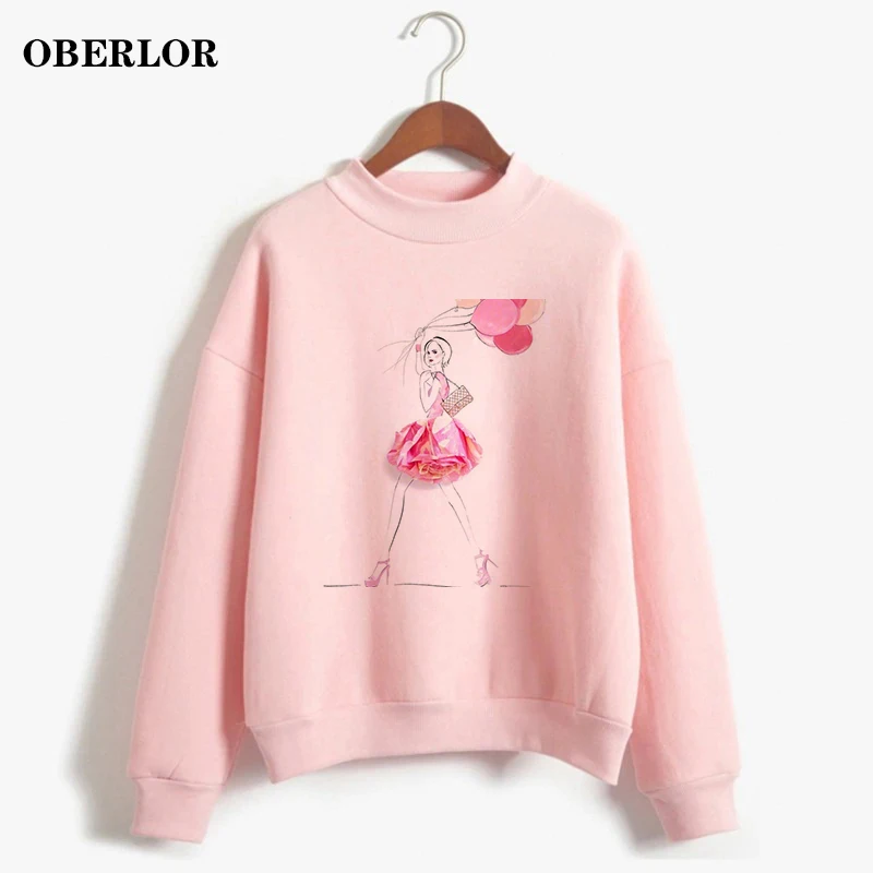 

Kpop Harajuku Flower Love Girl Printed Sweatshirts Ulzzang Gothic O-Neck Pullover Ariana Grande Casual Loose Pink Women Hoodies