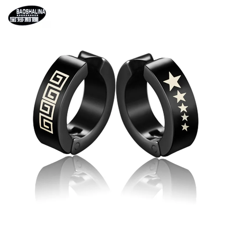 

Superior Products Korean-style Black Punk Ear Stud Anti-Allergy Earrings Pierceless Men's Stud Titanium Steel Clip-on