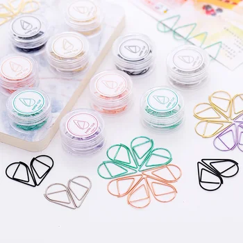 

10pcs/lot Water Droplets Paper Clip Binder Metal Bookmark Memo Message Folder Card Decorative Stationery Office Binding Supplies