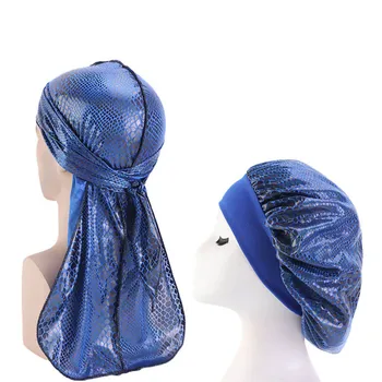 

Men's Durags and Bonnets 2pcs set Fish Scale Pattern Turban