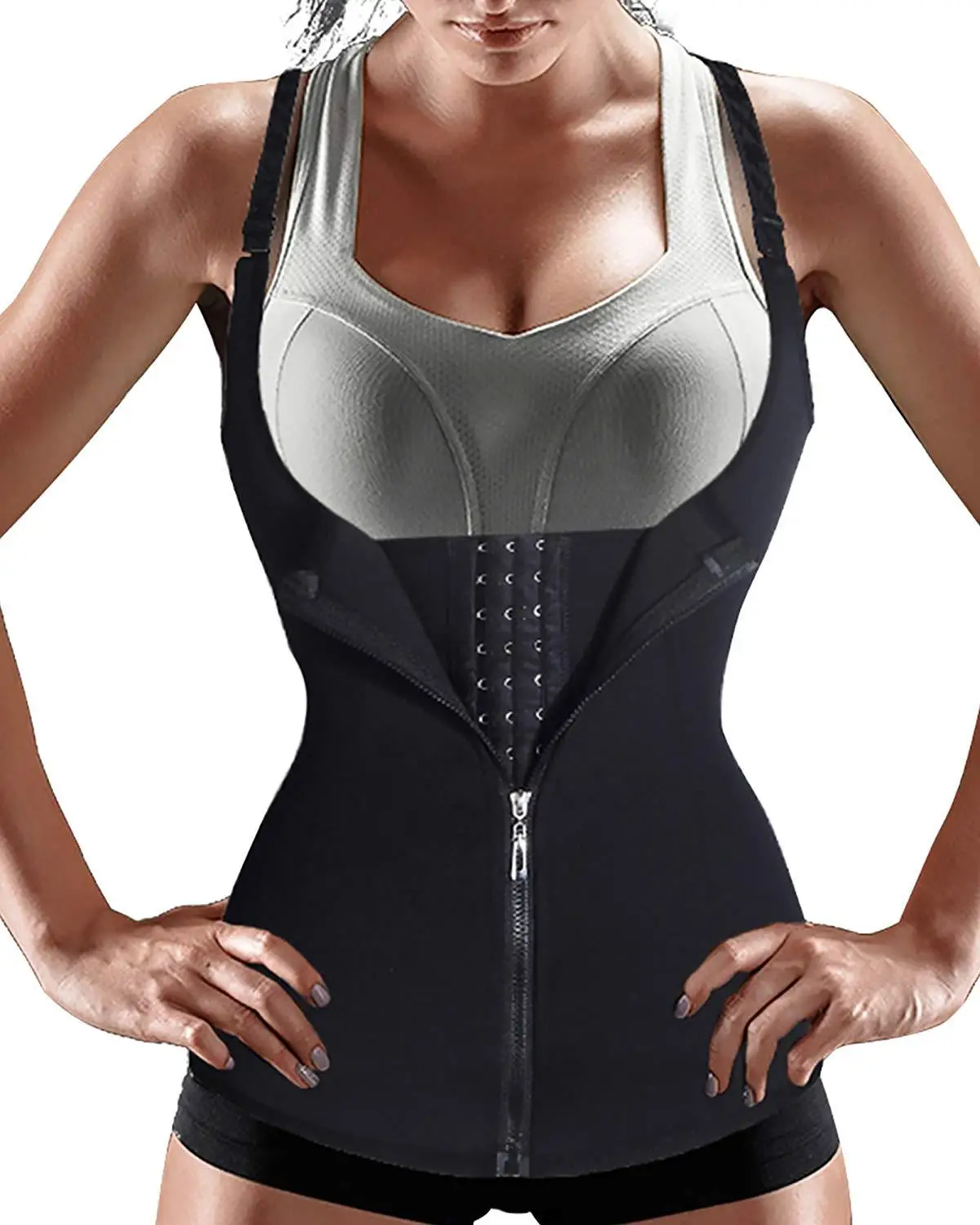 

Women Waist Trainer Vest Corset for Weight Loss Tummy Control Sport Workout Body Shaper Black Tank Top Shirt Shapewear S-2XL