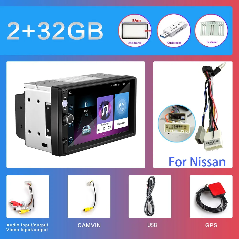 2G+ 32G 2DIN Android автомобильный DVD мультимедийный плеер для Volkswagen Nissan hyundai Kia 7 ''универсальный автомобильный радиоприемник gps навигация WiFi - Цвет: 2G-32G-Nissan