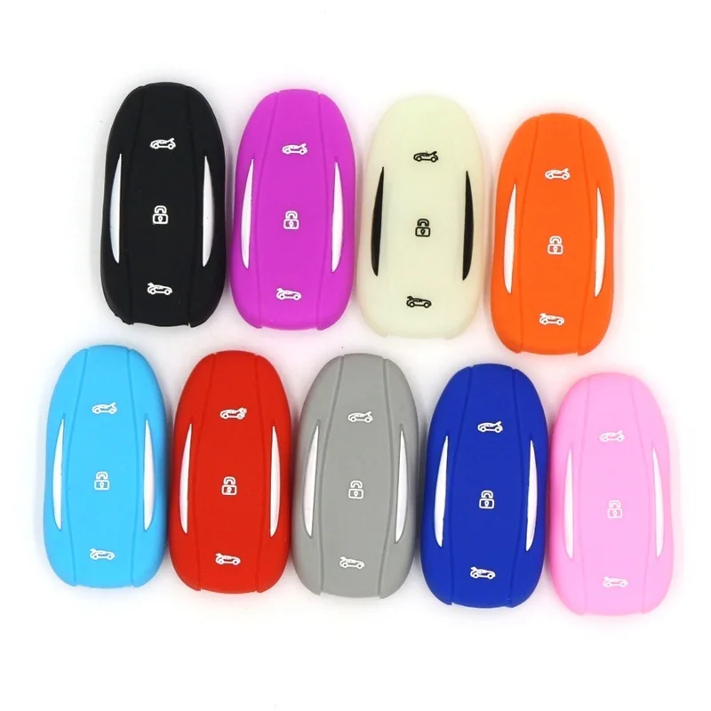 

Silicone Key Cover Remote Fob Pocket for Tesla Model S Silicon Key Covers Case Holder 75D 90D P100D Keychain Styling