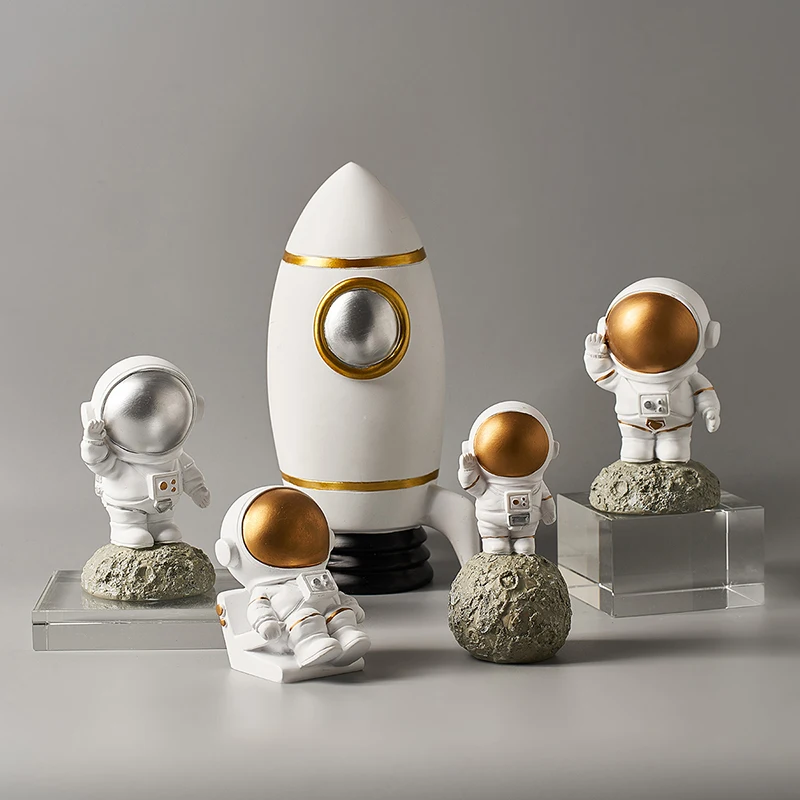 Figuras De Resina Artesanal nmodern astronauta modelado Adornos De Sala De Decoración Del Hogar 