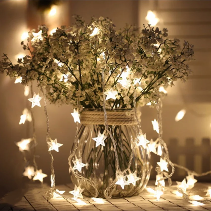 Светодиодный светильник гирлянда на батарейках 5 м для рождественских