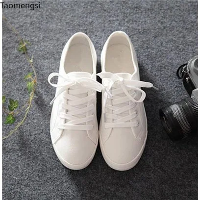 

Taomengsi 2020 spring new canvas shoes set flat flat bottom small white shoes women low help white board shoes students 35-40