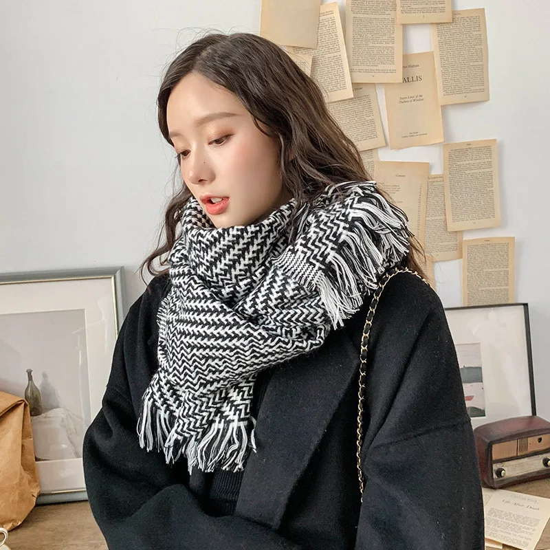 

Women Scarf Warm Cashmere Squar Scarf Blanket Soft Shawl Plaid Bufanda Winter Accessories Pashmina Foulard Femme