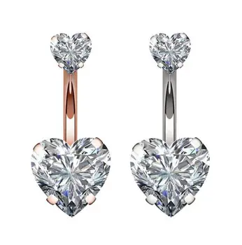 

60pcs/lot Crystal Navel Piercing Belly Button Rings Heart Shape Surgical Piercing Navel Ring Women Sexy Body Jewelry Accessory
