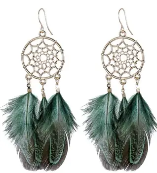

Explosive Accessories Dreamnet Feather Earrings Bohemian Wind Earrings Female Long-style Liusu Earrings Jewelry