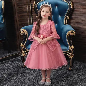

kids dresses for girls Flower embroidery tutu Kids Clothing Elegent beading Girls Dresses for Children Princess Party Custumes