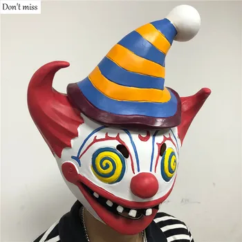 

Clown Halloween Mask Latex Realistic Funny Doodle Facial Halloween Masquerade Ornaments Adult Halloween Costume with Hat
