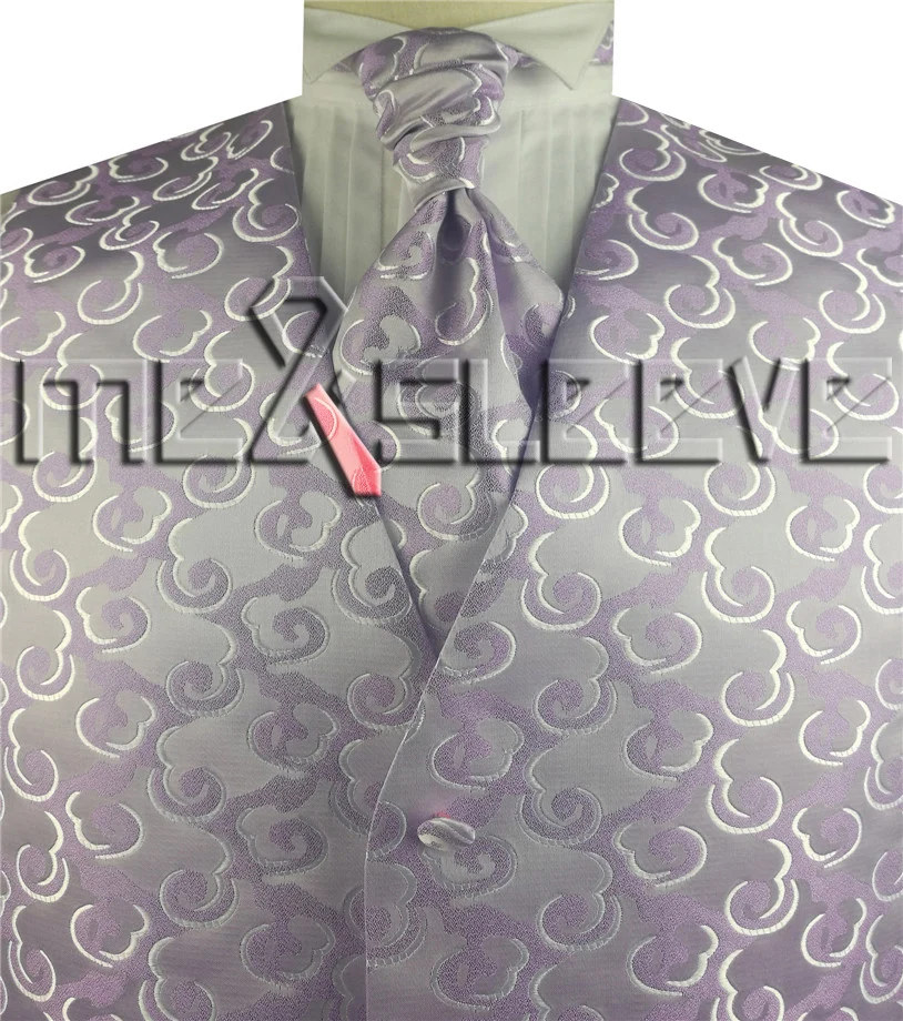 free shipping Men's bridegroom elegant cloudy pattern fabric waistcoat set - Цвет: lavender