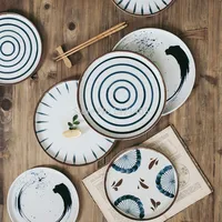 Platos de cerámica de estilo japonés pintados a mano, vajilla doméstica creativa, Retro, japonés, carne occidental
