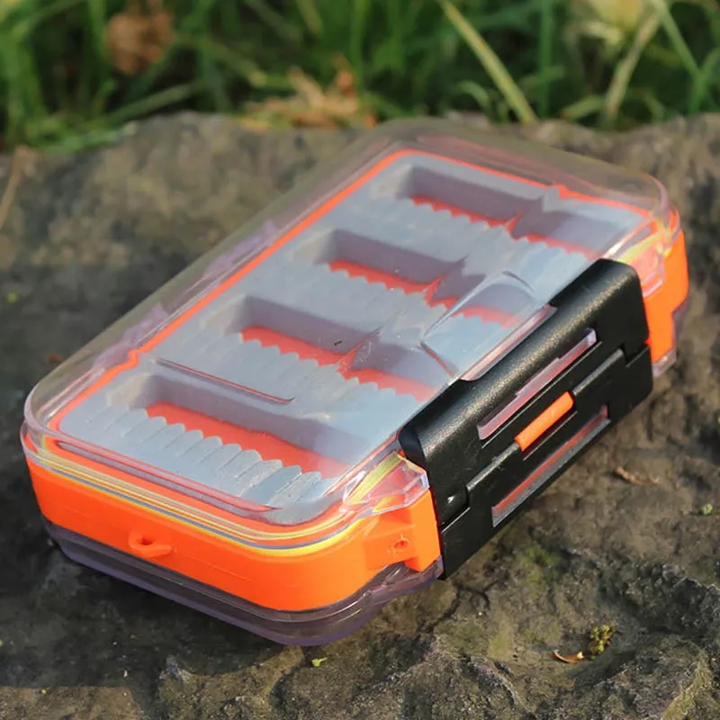 Waterproof Fly Fishing Double Side Clear Slit Foam Fly Fishing Boxes Plastic FLY BOX Tackle Case Box 4.3 x 2.75 x1.2