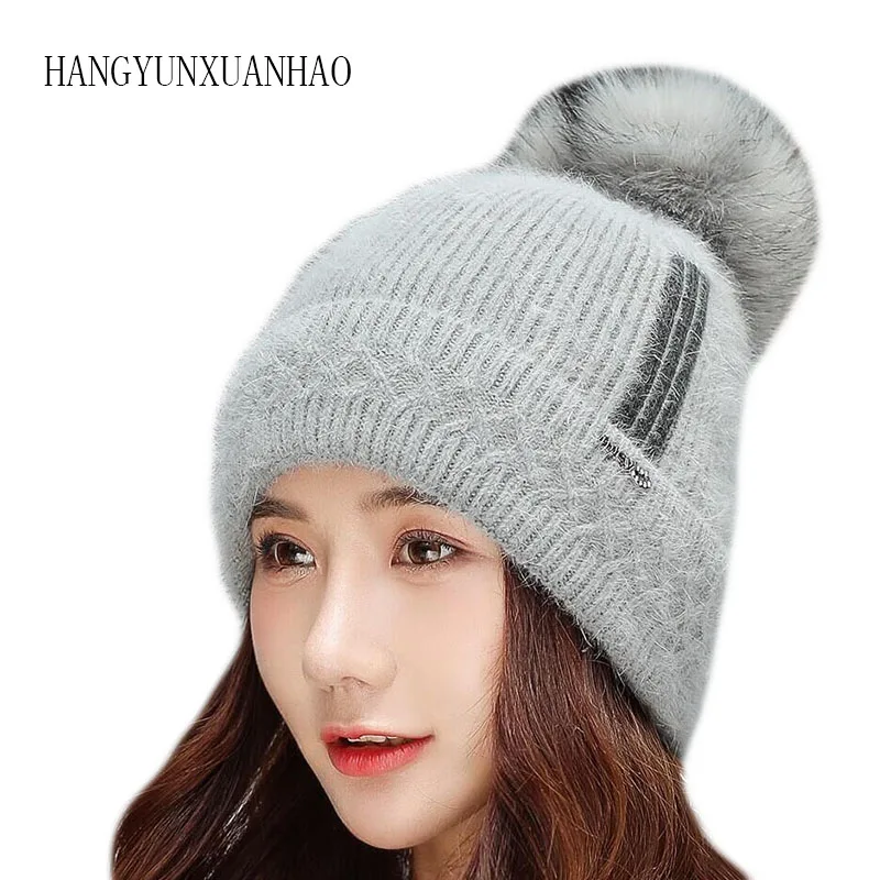 

High Quality Knitted Beanie Hat Women Winter Knitted Pom Pom Hat Pompom Beanie Caps Autumn Winter Female Hats for Girls