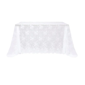 

Promotion! 150 x 300cm Tablecloth Lace Tablecloth Delicate Lace Fabric with Rose Vintage Embroidery Perfect for Wedding Boho Par