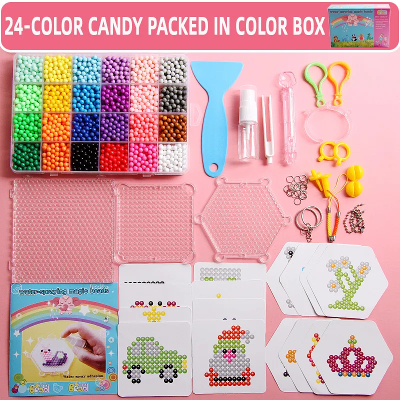 24 colors 3000 beads Сделай Сам водные Волшебные бусины игрушки для детей формы в виде животного ручная работа Головоломка Детские развивающие игрушки для мальчиков и девочек - Цвет: 24 colors 3000 beads