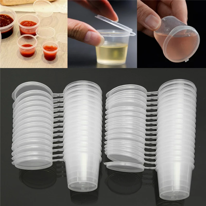 50 Pcs 25/50/100ml Disposable Takeaway Sauce Cups Set Containers Seasoning  Food Box With Hinged-Lids Reusable Pigment Paint Box - AliExpress
