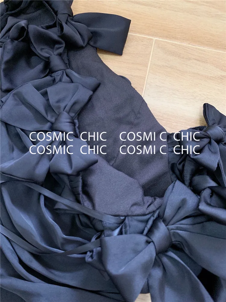 Cosmicchic элегантные сексуальные нестандартные платья с бантом и открытыми плечами, мини платья для вечеринок, косой воротник, фонарь, длинный рукав, облегающее розовое платье