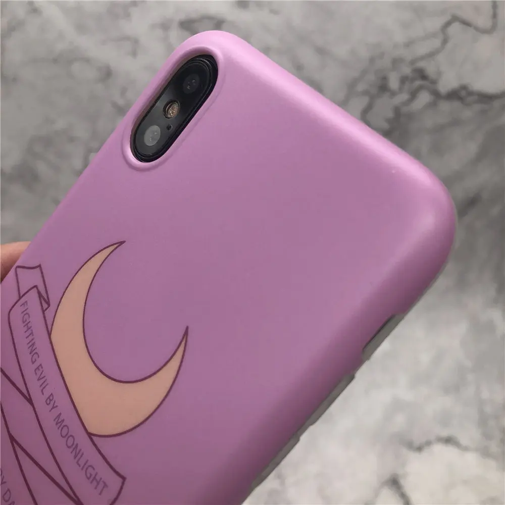 Cute Sailor Moon Case for iPhone Xs Max XR Pink Shock Absorption Anti-Fall TPU Soft Case Compatible with Iphone7/8/Xs/XR/Xs Max