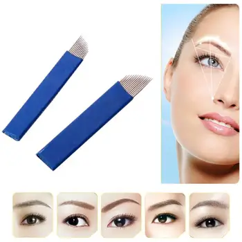 

50Pcs 12/14 Pins Permanent Makeup Eyebrow Tattooing Needles Blades Tattoo Tool Stainless steel eyebrow tattoo needles for very