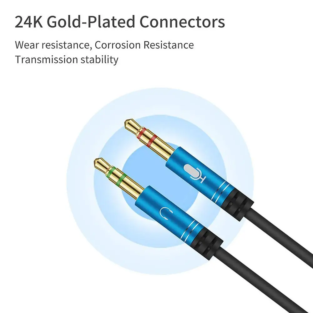 Y-Splitter адаптер 3,5 мм аудио Aux 2 штекер 1 Женский кабель-удлинитель для наушников подключен сплиттер кабеля к ноутбуку D20